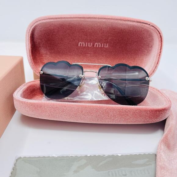 Miu Miu 58mm ☁️ Irregular Cloud Sunglasses DARK GRAY FLASH SILVER pilot aviator - Picture 3 of 15